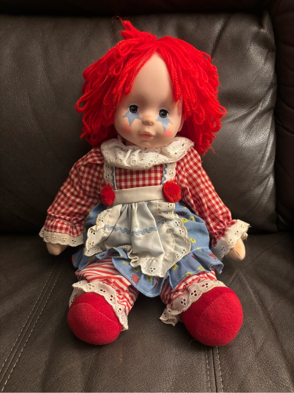 1984 Uneeda Musical Clown Doll 15" Raggedy Ann Works Great